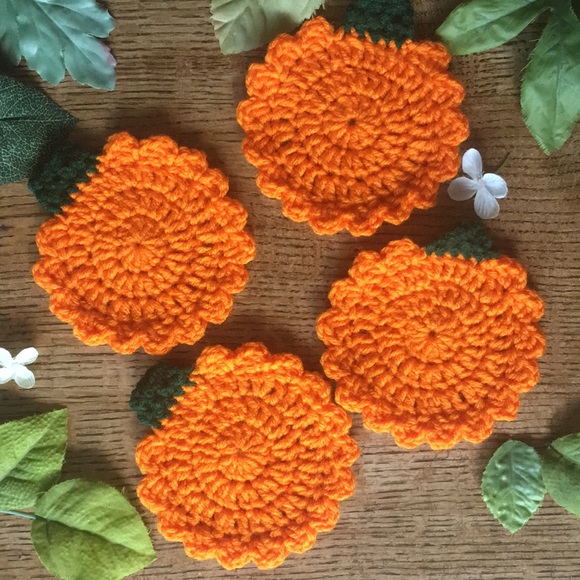 Crochet pumpkin coasters - Picture 6 of 8